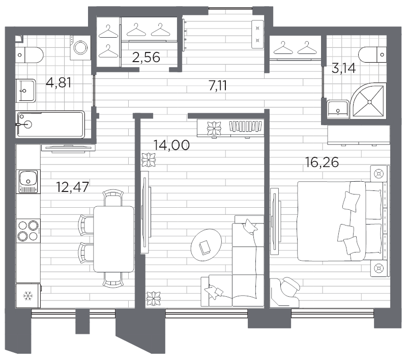 2-комнатная квартира, 60.35 м²; этаж: 2 - купить в Санкт-Петербурге