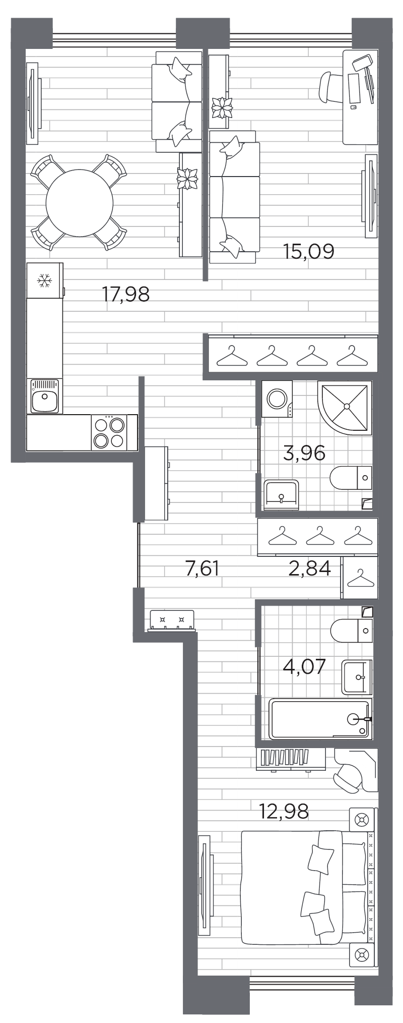 2-комнатная квартира, 64.53 м²; этаж: 11 - купить в Санкт-Петербурге