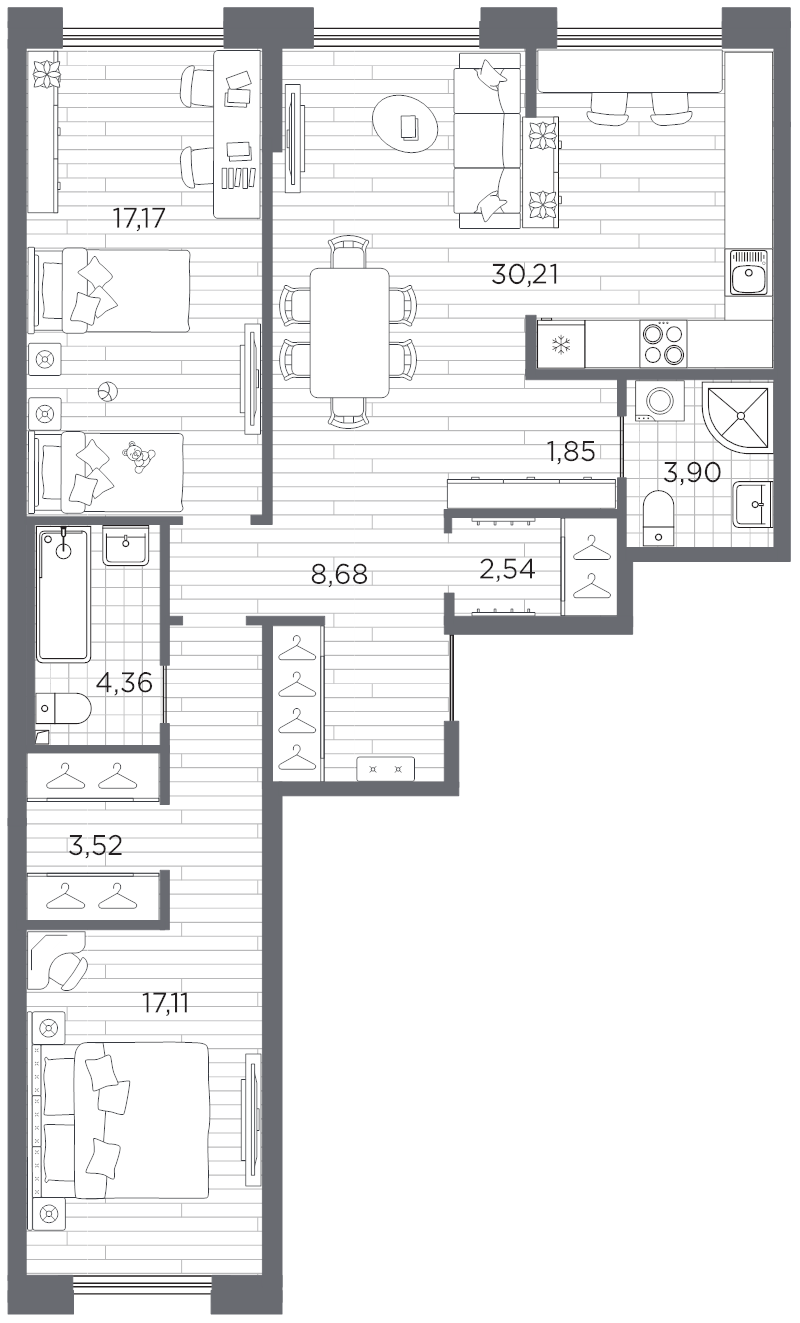 2-комнатная квартира, 89.34 м²; этаж: 2 - купить в Санкт-Петербурге