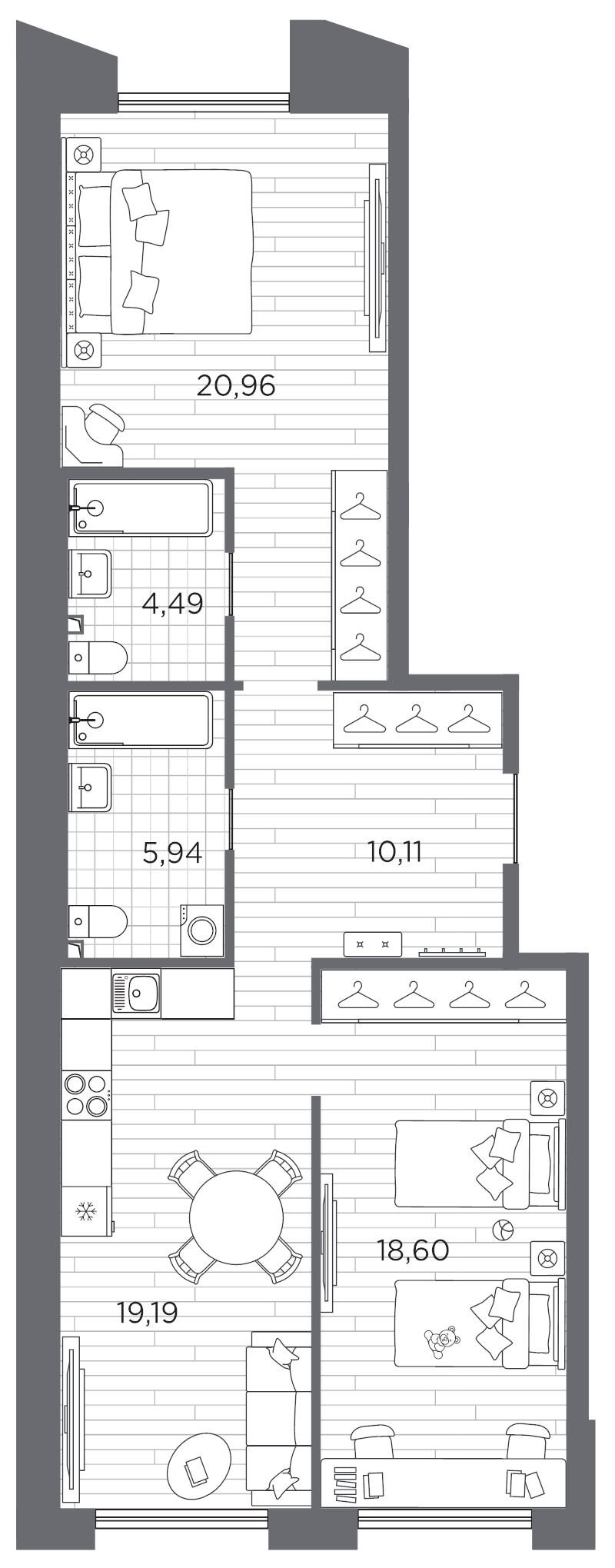 2-комнатная квартира, 79.29 м²; этаж: 11 - купить в Санкт-Петербурге