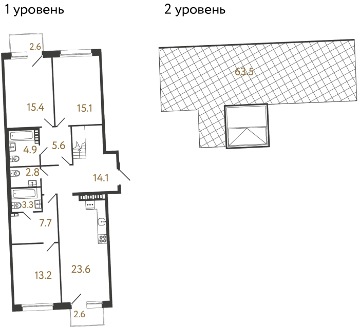 3-комнатная квартира  №46 в Цвет Зеленогорска: 105.7 м², этаж 4 - купить в Санкт-Петербурге