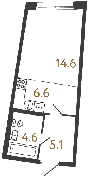 1-комнатная квартира, 30.12 м²; этаж: 2 - купить в Санкт-Петербурге