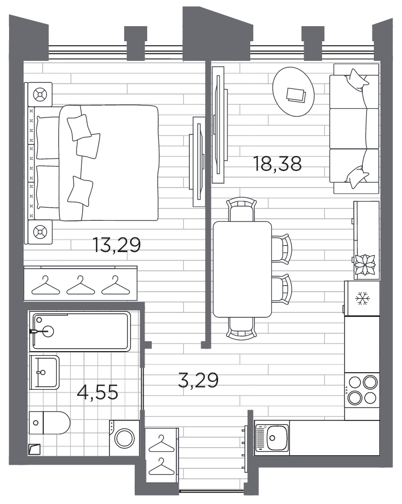 1-комнатная квартира, 39.51 м²; этаж: 7 - купить в Санкт-Петербурге