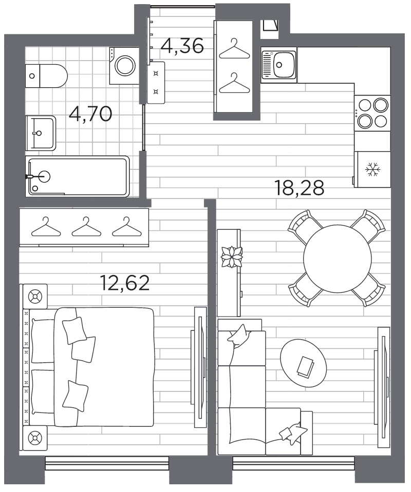 1-комнатная квартира, 39.96 м²; этаж: 11 - купить в Санкт-Петербурге