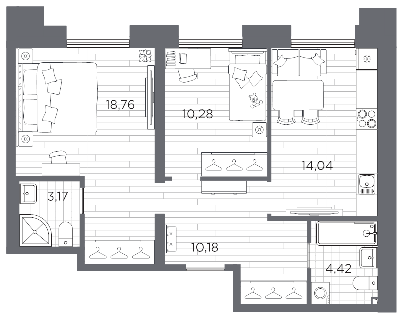 2-комнатная квартира, 60.85 м²; этаж: 4 - купить в Санкт-Петербурге