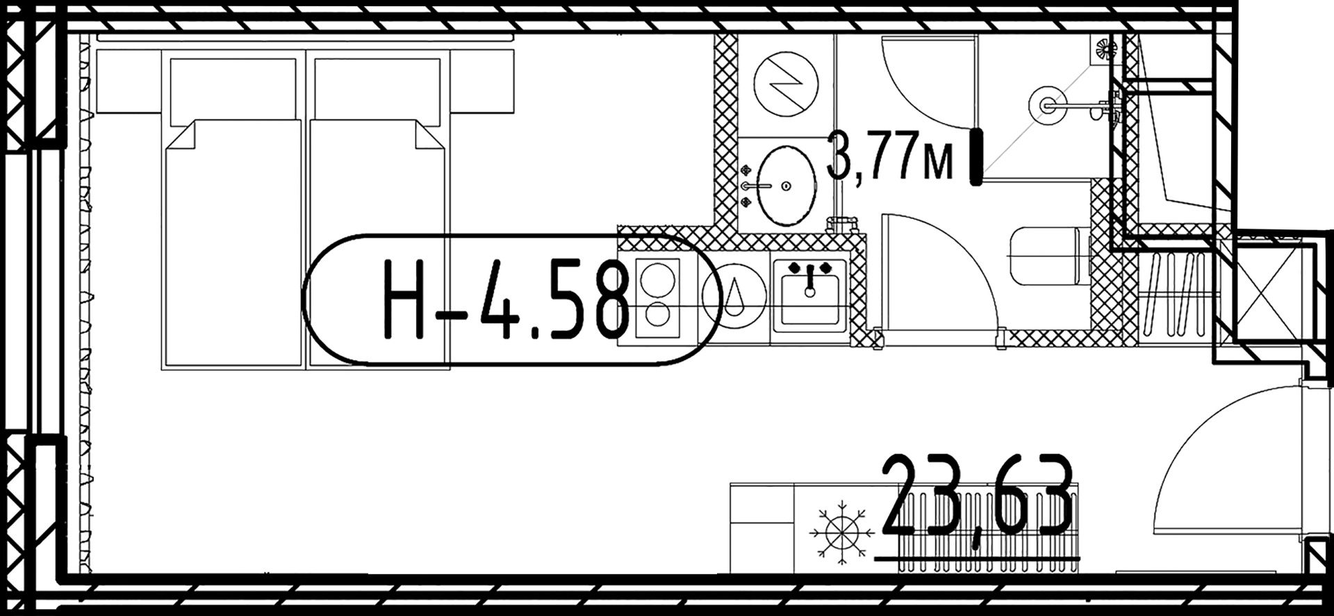 1-комнатная квартира, 23.65 м²; этаж: 10 - купить в Санкт-Петербурге