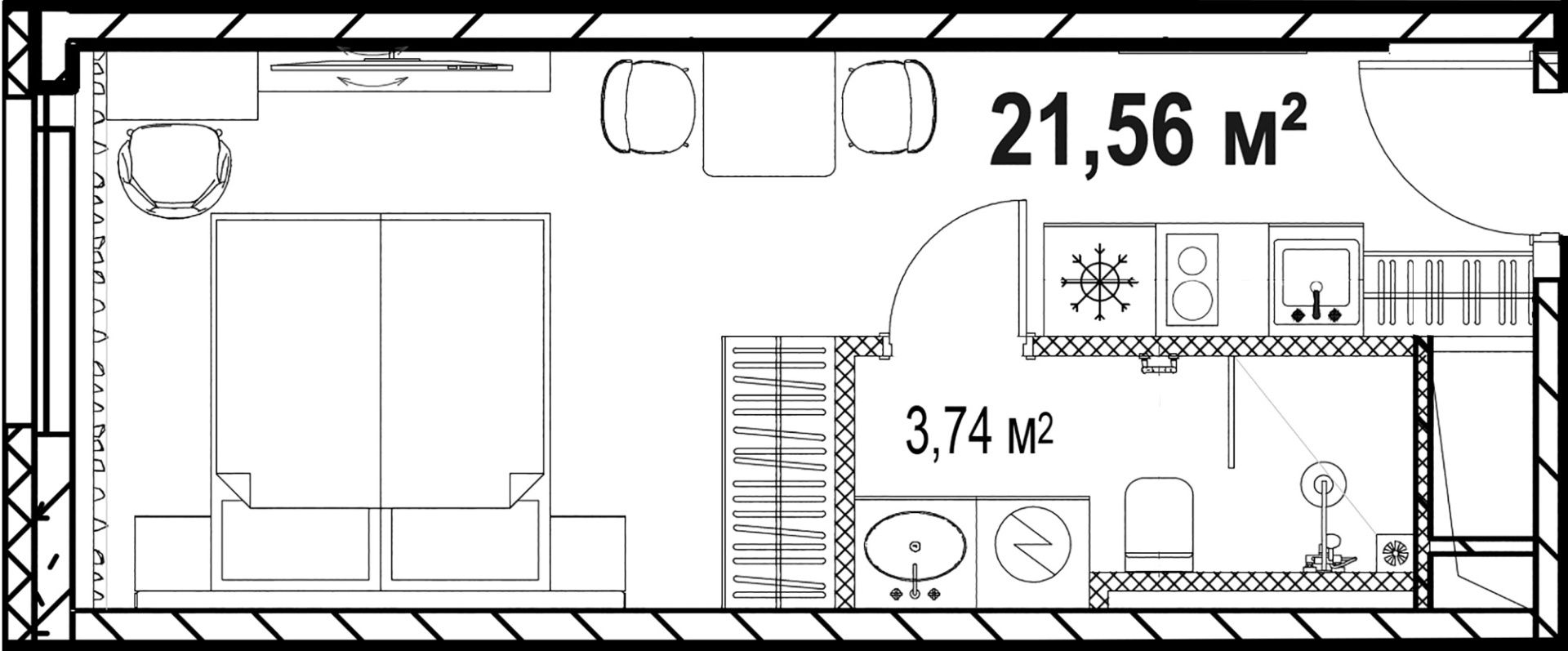1-комнатная квартира, 21.57 м²; этаж: 18 - купить в Санкт-Петербурге