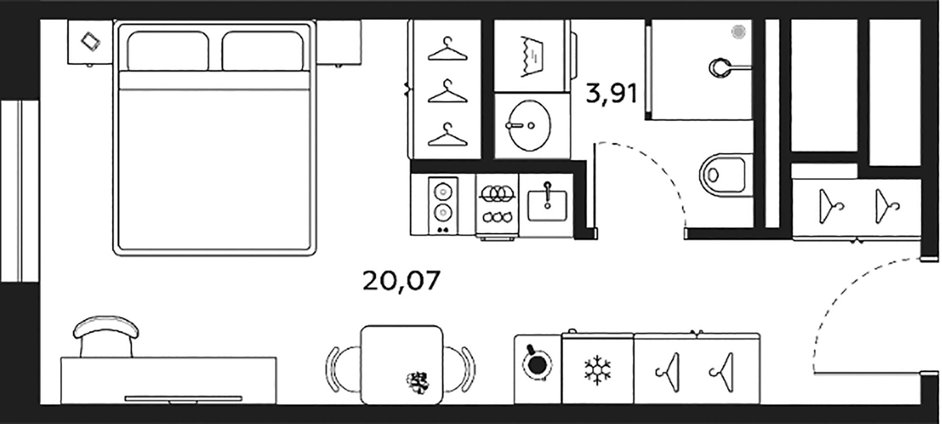 1-комнатная квартира, 23.98 м²; этаж: 10 - купить в Санкт-Петербурге