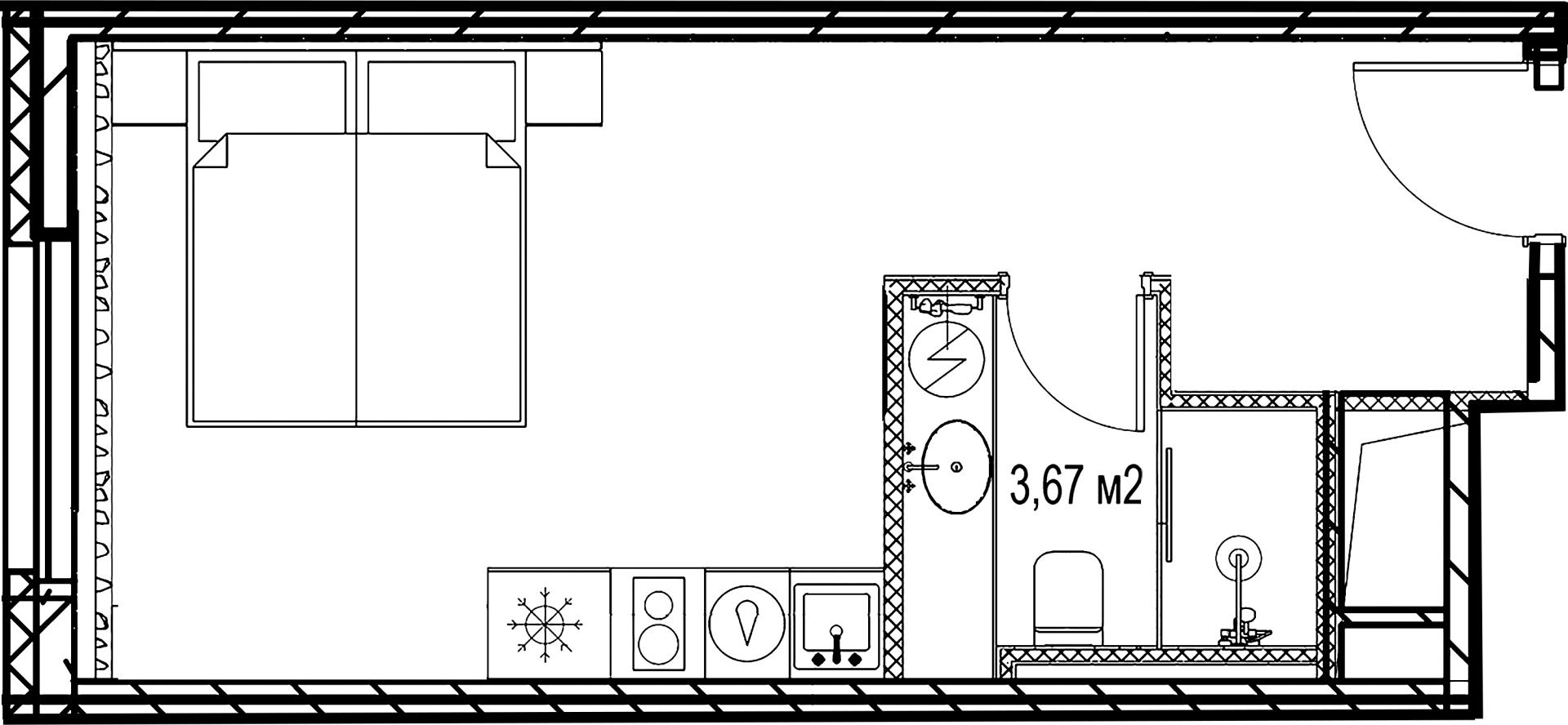 1-комнатная квартира, 23.94 м²; этаж: 21 - купить в Санкт-Петербурге