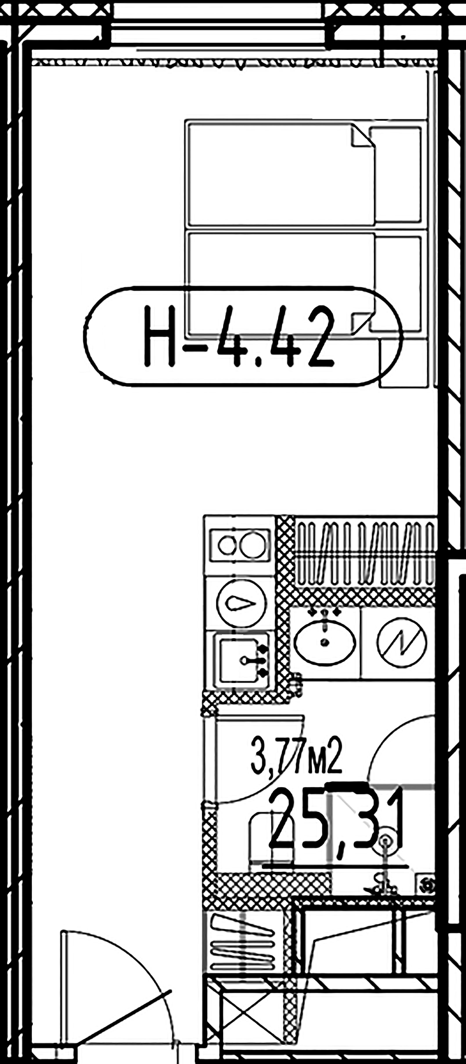 1-комнатная квартира, 25.12 м²; этаж: 8 - купить в Санкт-Петербурге