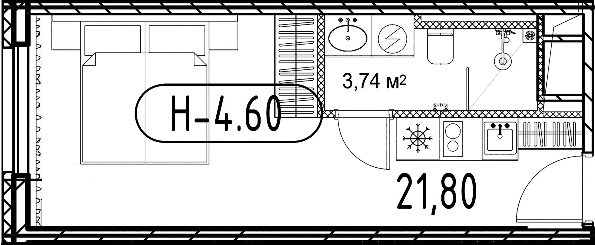1-комнатная квартира, 21.73 м²; этаж: 9 - купить в Санкт-Петербурге
