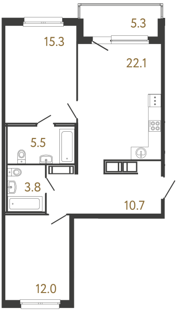 2-комнатная квартира, 69.4 м²; этаж: 7 - купить в Санкт-Петербурге