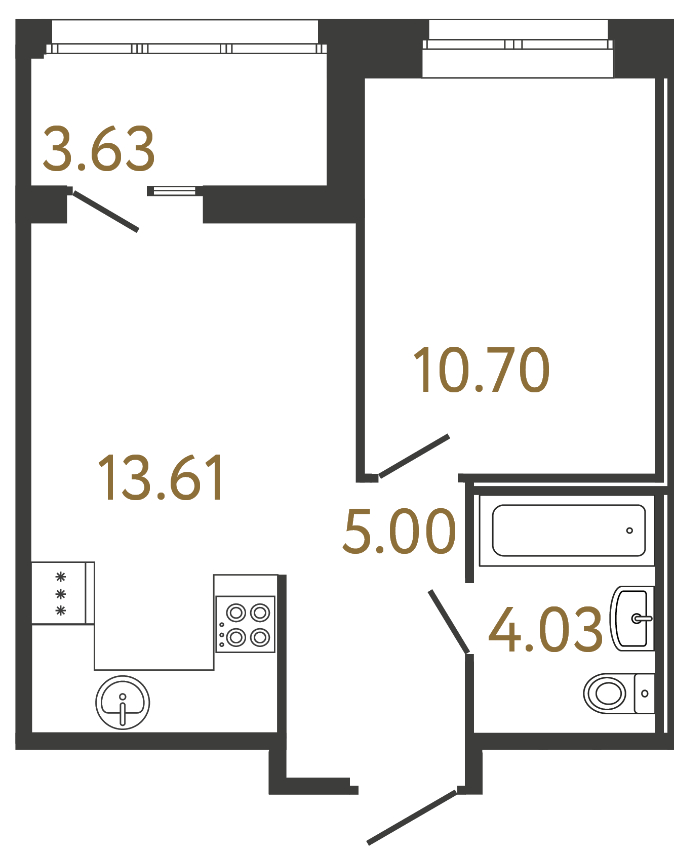 1-комнатная квартира, 33.34 м²; этаж: 12 - купить в Санкт-Петербурге