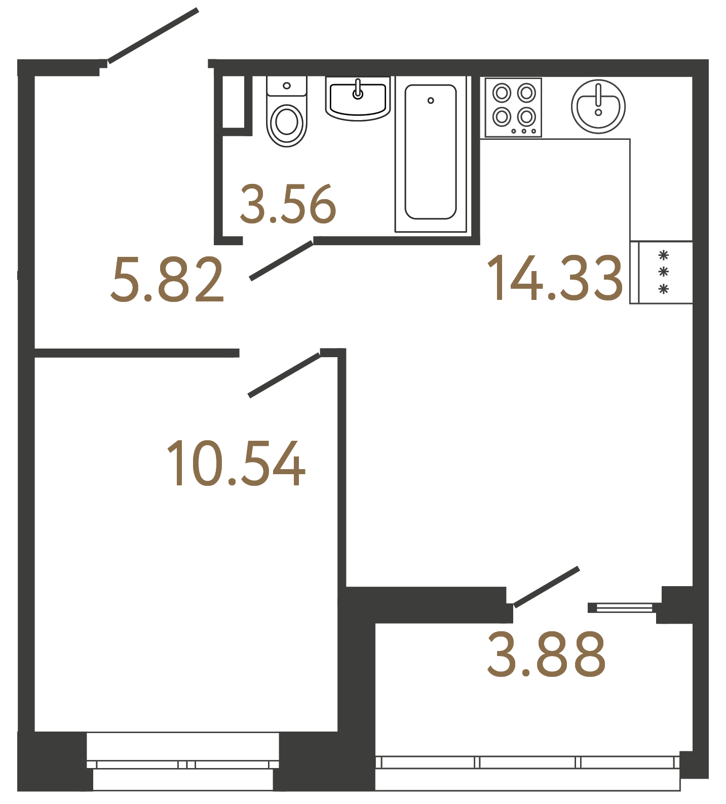 1-комнатная квартира, 34.25 м²; этаж: 3 - купить в Санкт-Петербурге