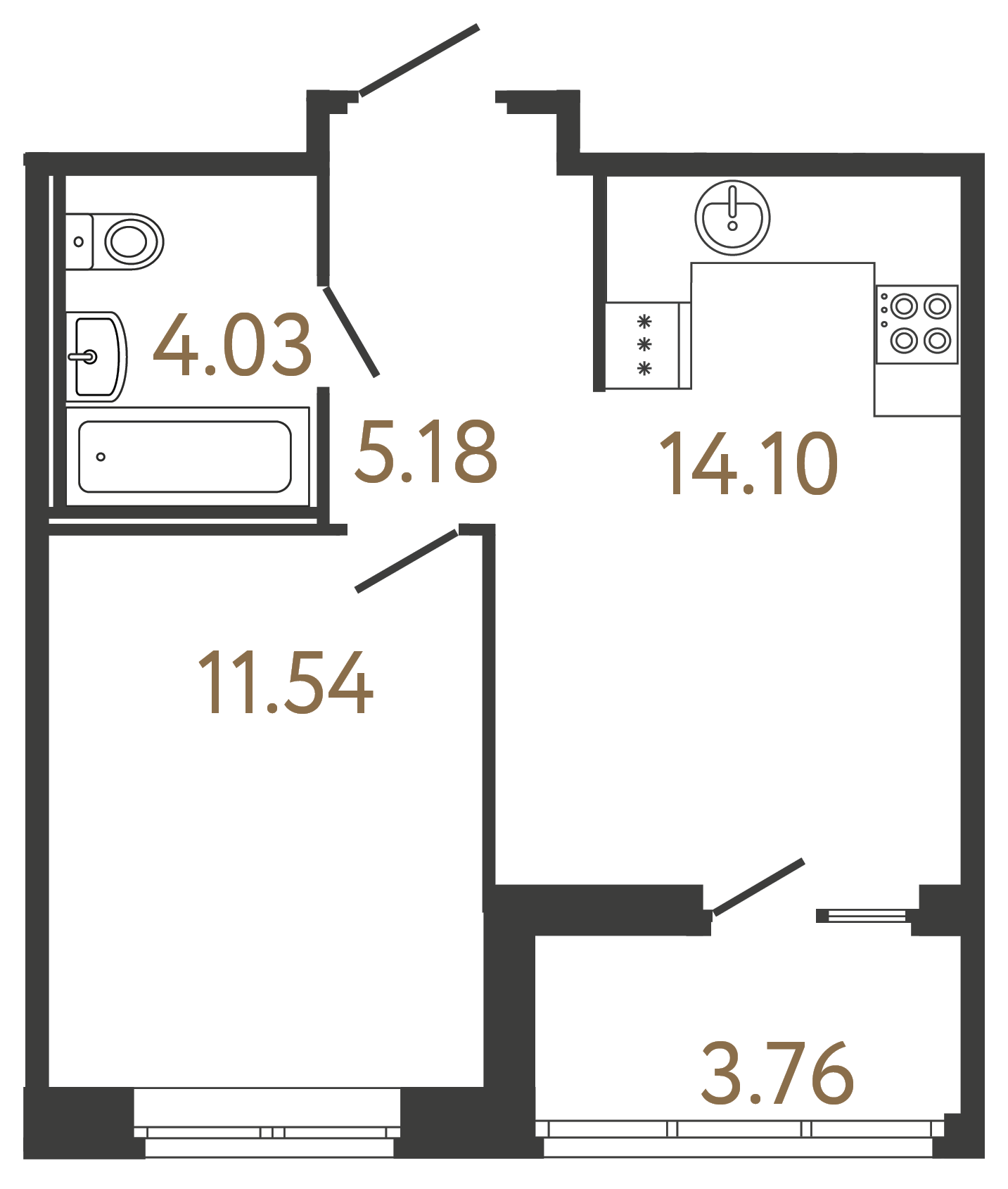 1-комнатная квартира, 34.85 м²; этаж: 17 - купить в Санкт-Петербурге