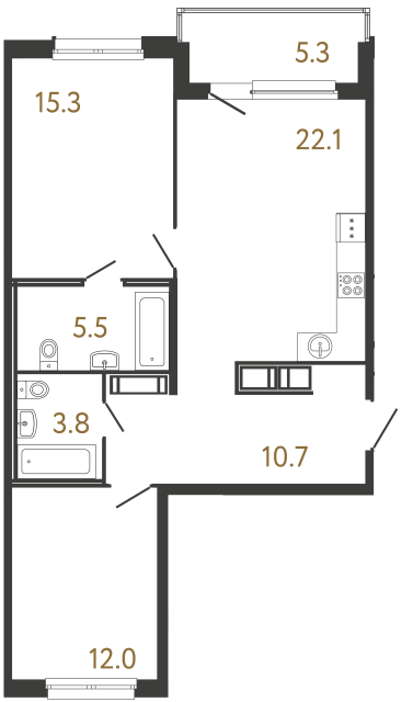 2-комнатная квартира, 69.4 м²; этаж: 3 - купить в Санкт-Петербурге