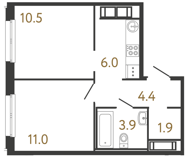 1-комнатная квартира, 37.7 м²; этаж: 8 - купить в Санкт-Петербурге