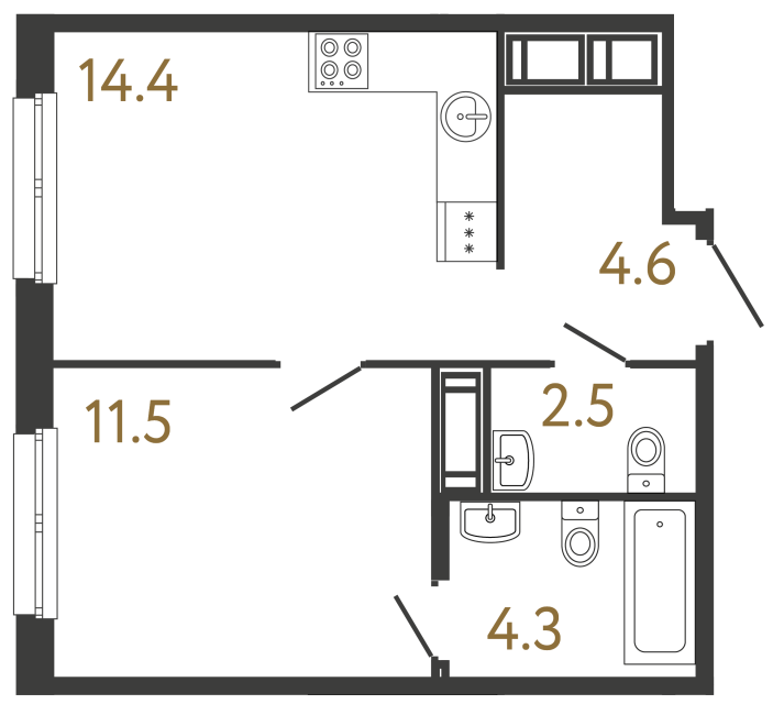 1-комнатная квартира, 37.3 м²; этаж: 12 - купить в Санкт-Петербурге