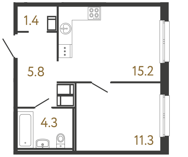 1-комнатная квартира, 38 м²; этаж: 11 - купить в Санкт-Петербурге