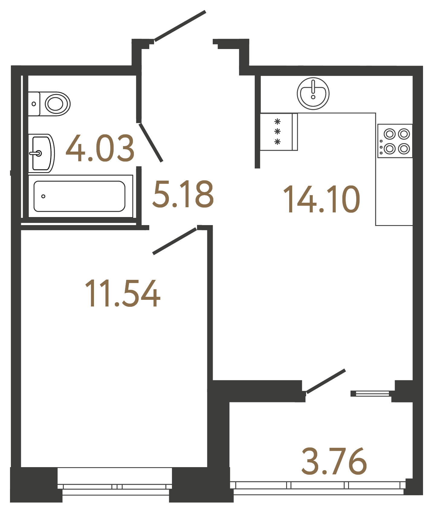 1-комнатная квартира, 34.85 м²; этаж: 6 - купить в Санкт-Петербурге
