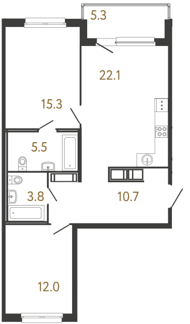 2-комнатная квартира, 69.4 м²; этаж: 5 - купить в Санкт-Петербурге
