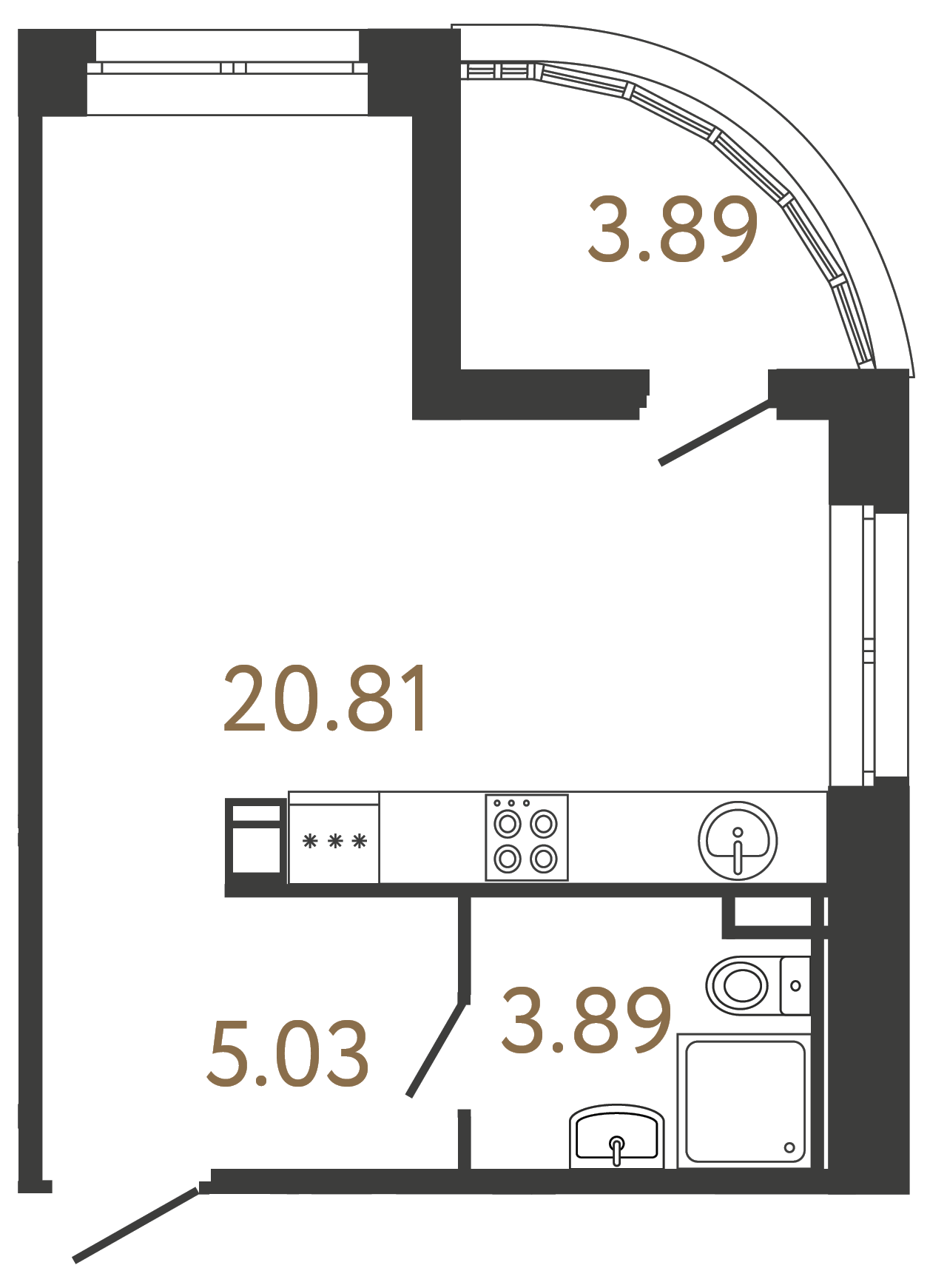 1-комнатная квартира, 29.51 м²; этаж: 8 - купить в Санкт-Петербурге