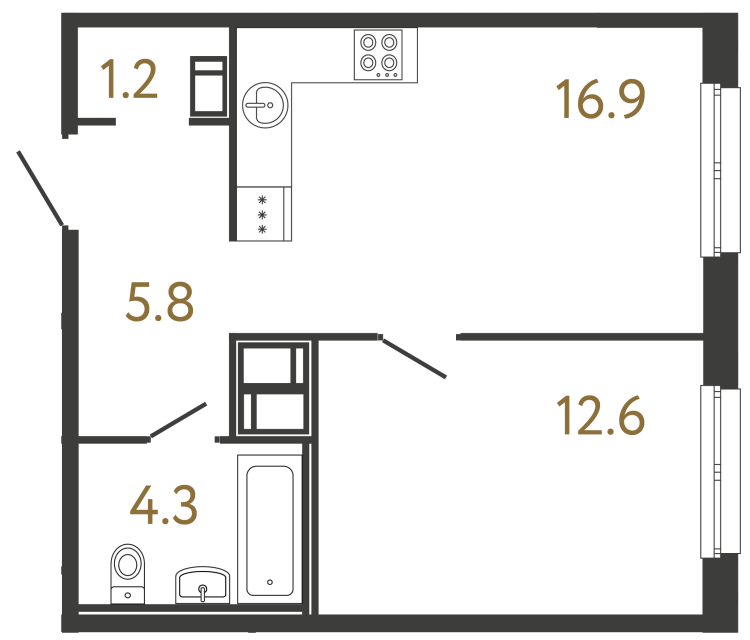 1-комнатная квартира, 40.8 м²; этаж: 10 - купить в Санкт-Петербурге