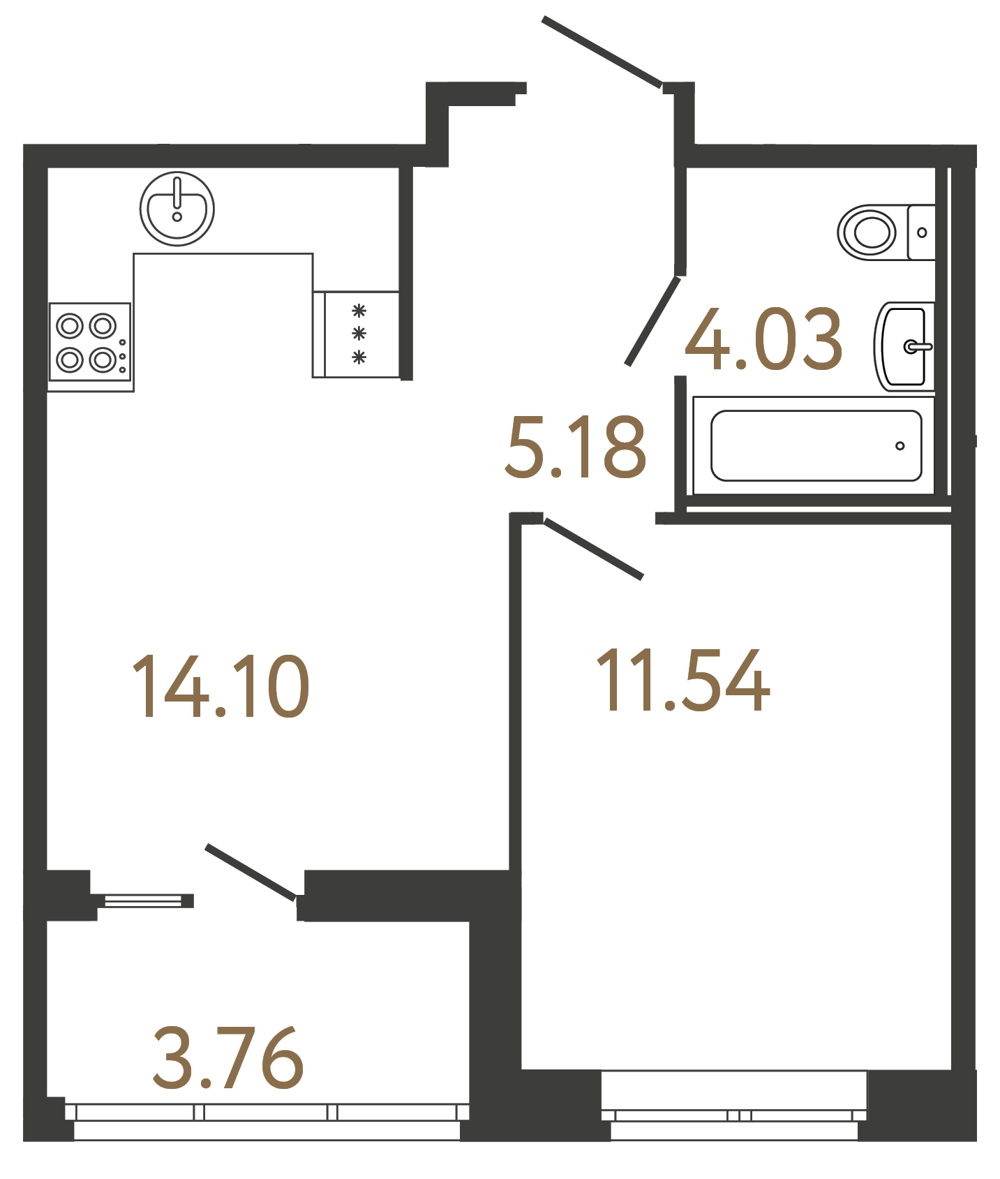 1-комнатная квартира, 34.85 м²; этаж: 16 - купить в Санкт-Петербурге