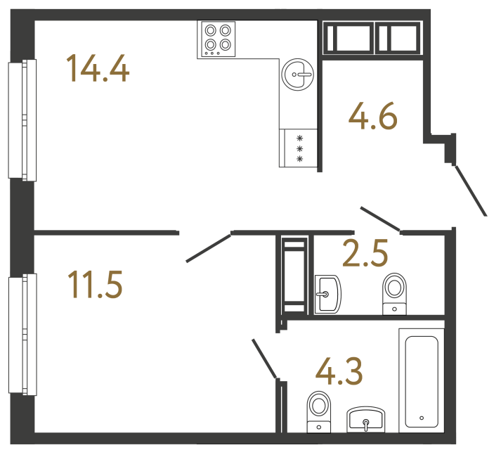 1-комнатная квартира, 37.3 м²; этаж: 6 - купить в Санкт-Петербурге
