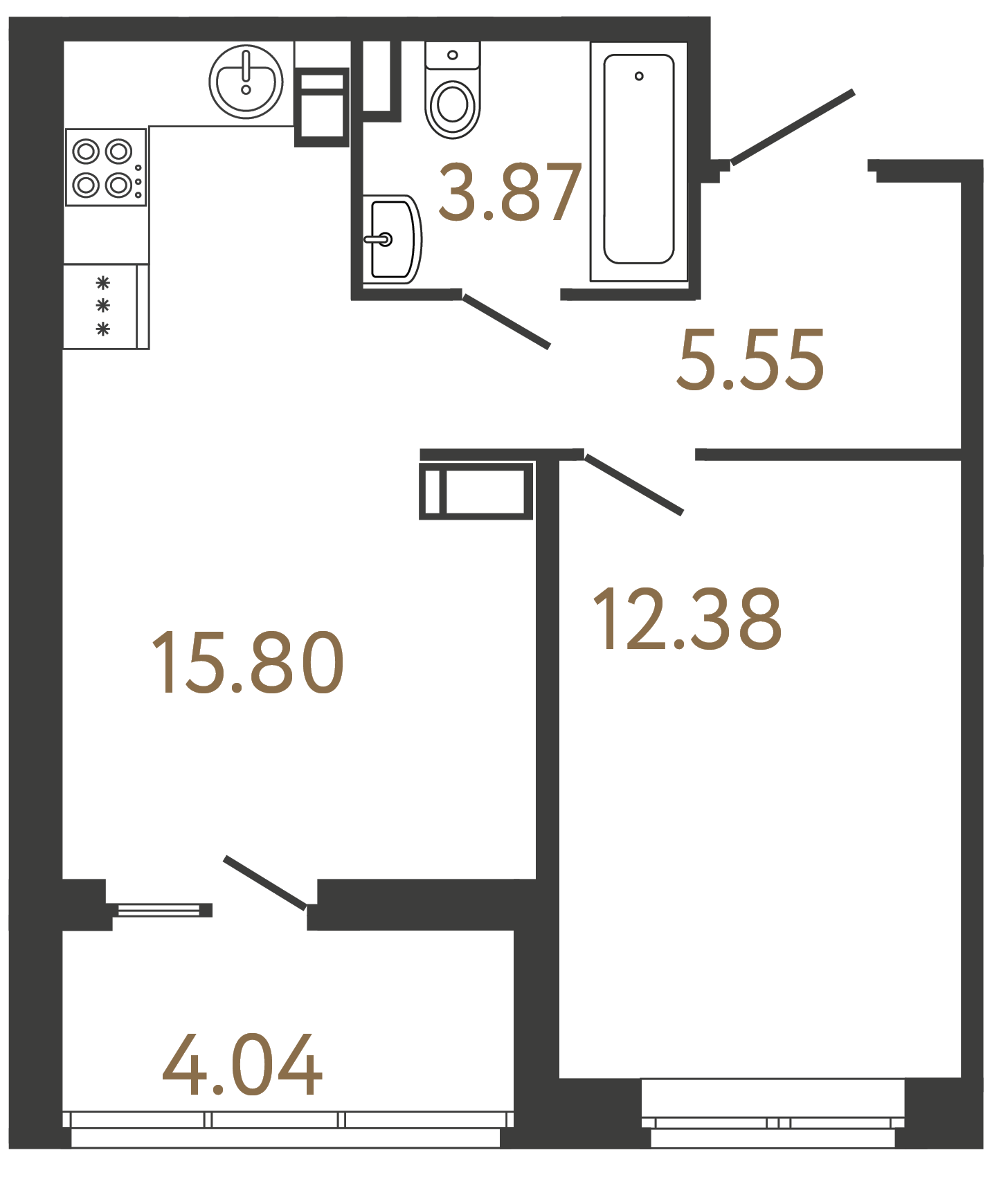 1-комнатная квартира, 37.6 м²; этаж: 16 - купить в Санкт-Петербурге