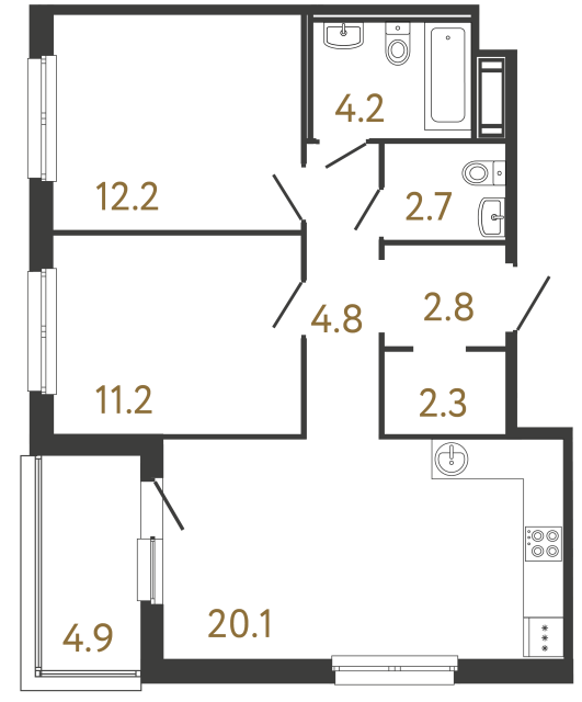 2-комнатная квартира, 60.3 м²; этаж: 10 - купить в Санкт-Петербурге