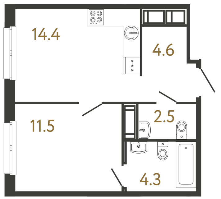 1-комнатная квартира, 37.3 м²; этаж: 10 - купить в Санкт-Петербурге