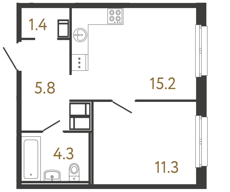 1-комнатная квартира, 38 м²; этаж: 10 - купить в Санкт-Петербурге