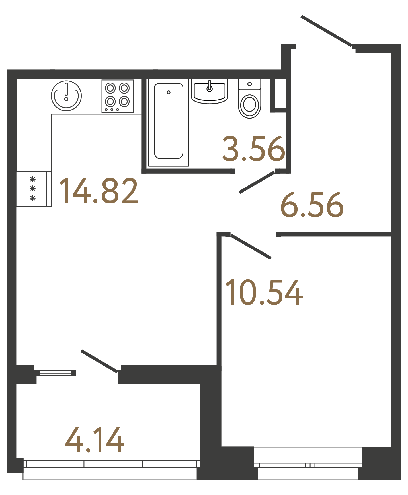 1-комнатная квартира, 35.48 м²; этаж: 4 - купить в Санкт-Петербурге