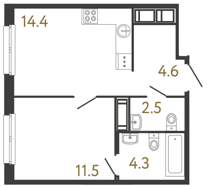 1-комнатная квартира, 37.3 м²; этаж: 11 - купить в Санкт-Петербурге