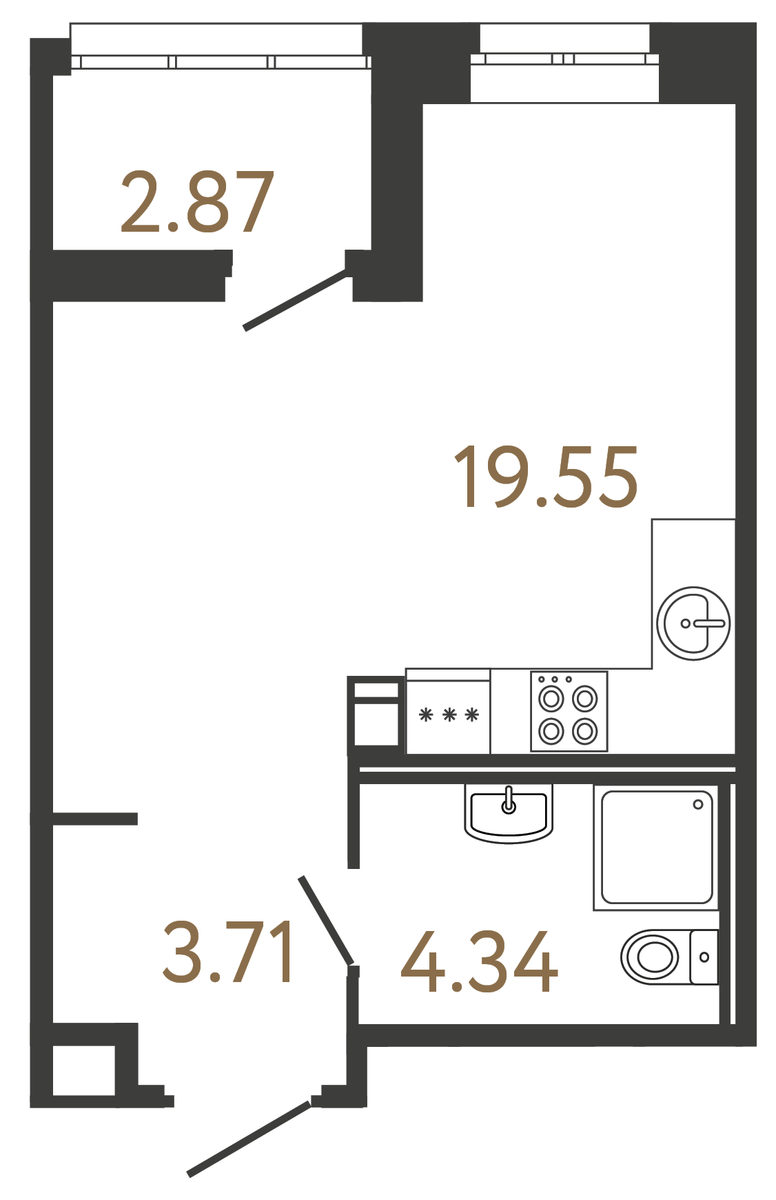 1-комнатная квартира, 27.38 м²; этаж: 5 - купить в Санкт-Петербурге