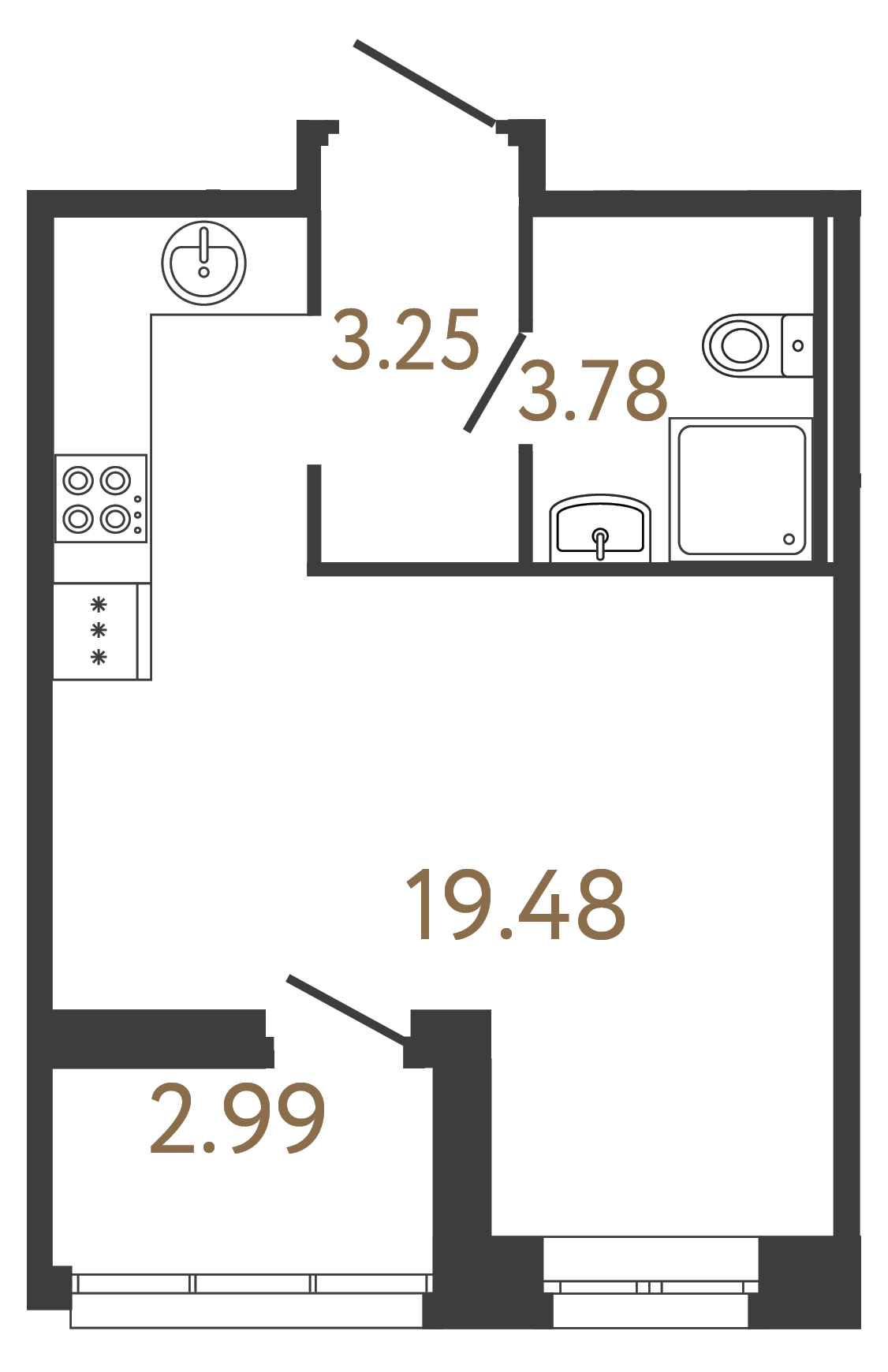 1-комнатная квартира, 26.51 м²; этаж: 5 - купить в Санкт-Петербурге