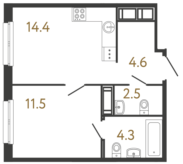 1-комнатная квартира, 37.3 м²; этаж: 7 - купить в Санкт-Петербурге
