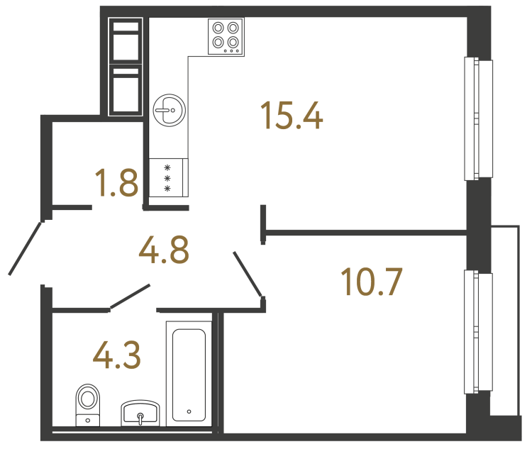 1-комнатная квартира, 37 м²; этаж: 5 - купить в Санкт-Петербурге