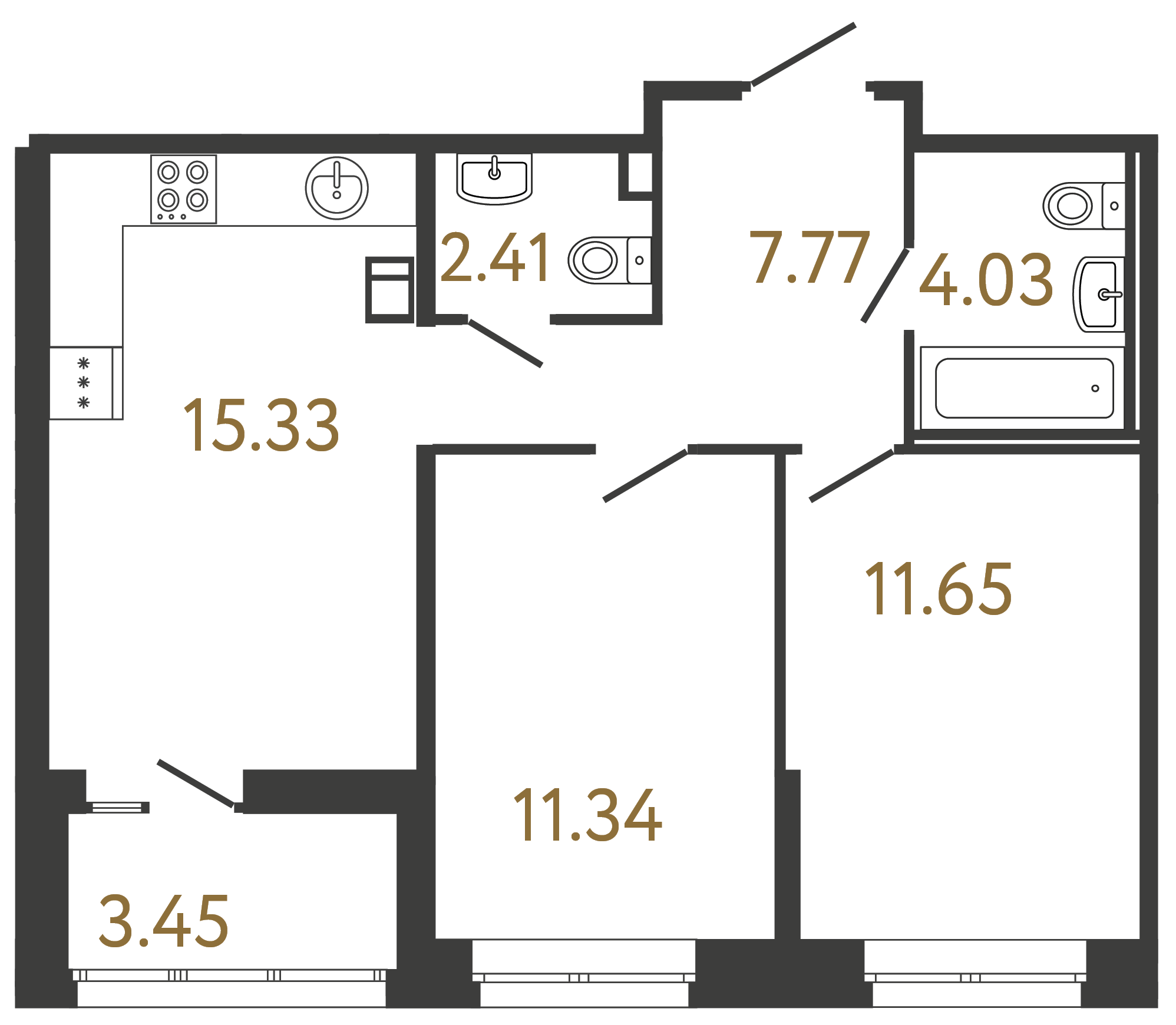 2-комнатная квартира, 52.53 м²; этаж: 13 - купить в Санкт-Петербурге