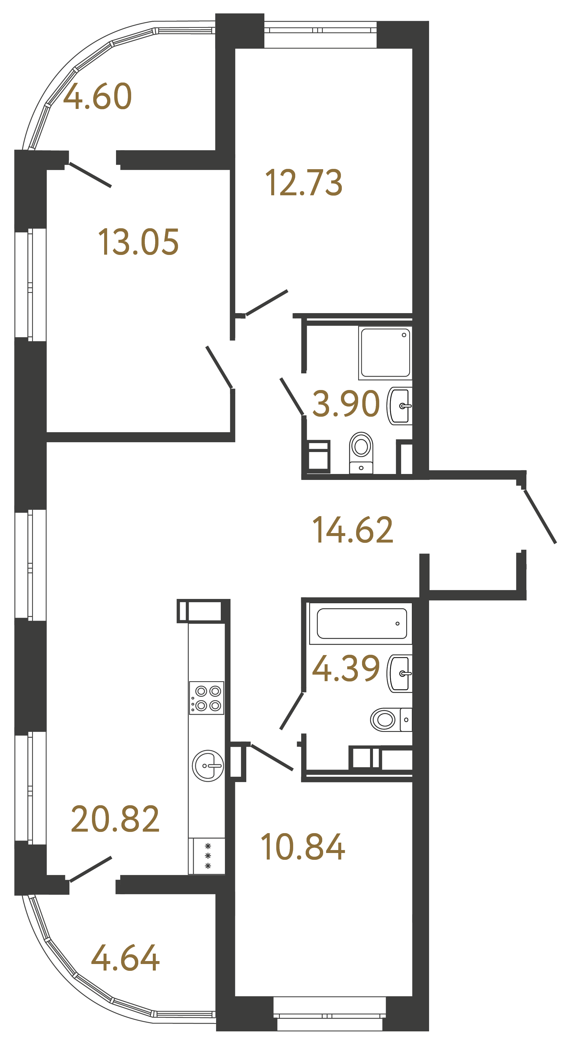 3-комнатная квартира, 80.35 м²; этаж: 3 - купить в Санкт-Петербурге