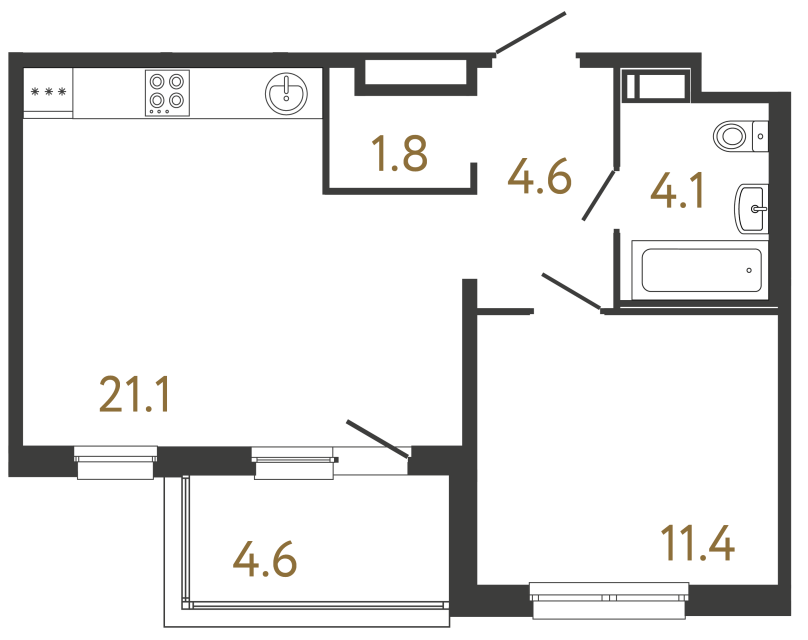 1-комнатная квартира, 43 м²; этаж: 8 - купить в Санкт-Петербурге