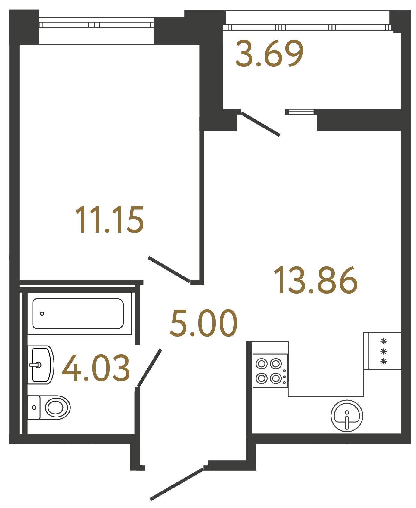 1-комнатная квартира, 34.04 м²; этаж: 16 - купить в Санкт-Петербурге