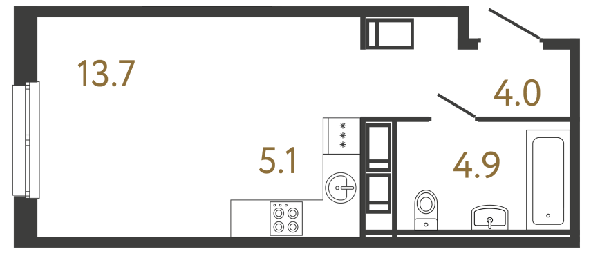 1-комнатная квартира, 27.7 м²; этаж: 7 - купить в Санкт-Петербурге