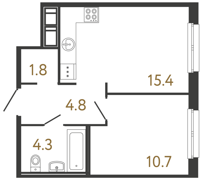 1-комнатная квартира, 37 м²; этаж: 8 - купить в Санкт-Петербурге