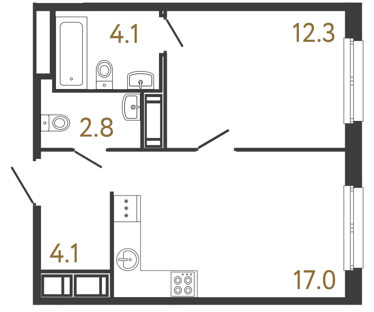 1-комнатная квартира, 40.3 м²; этаж: 11 - купить в Санкт-Петербурге