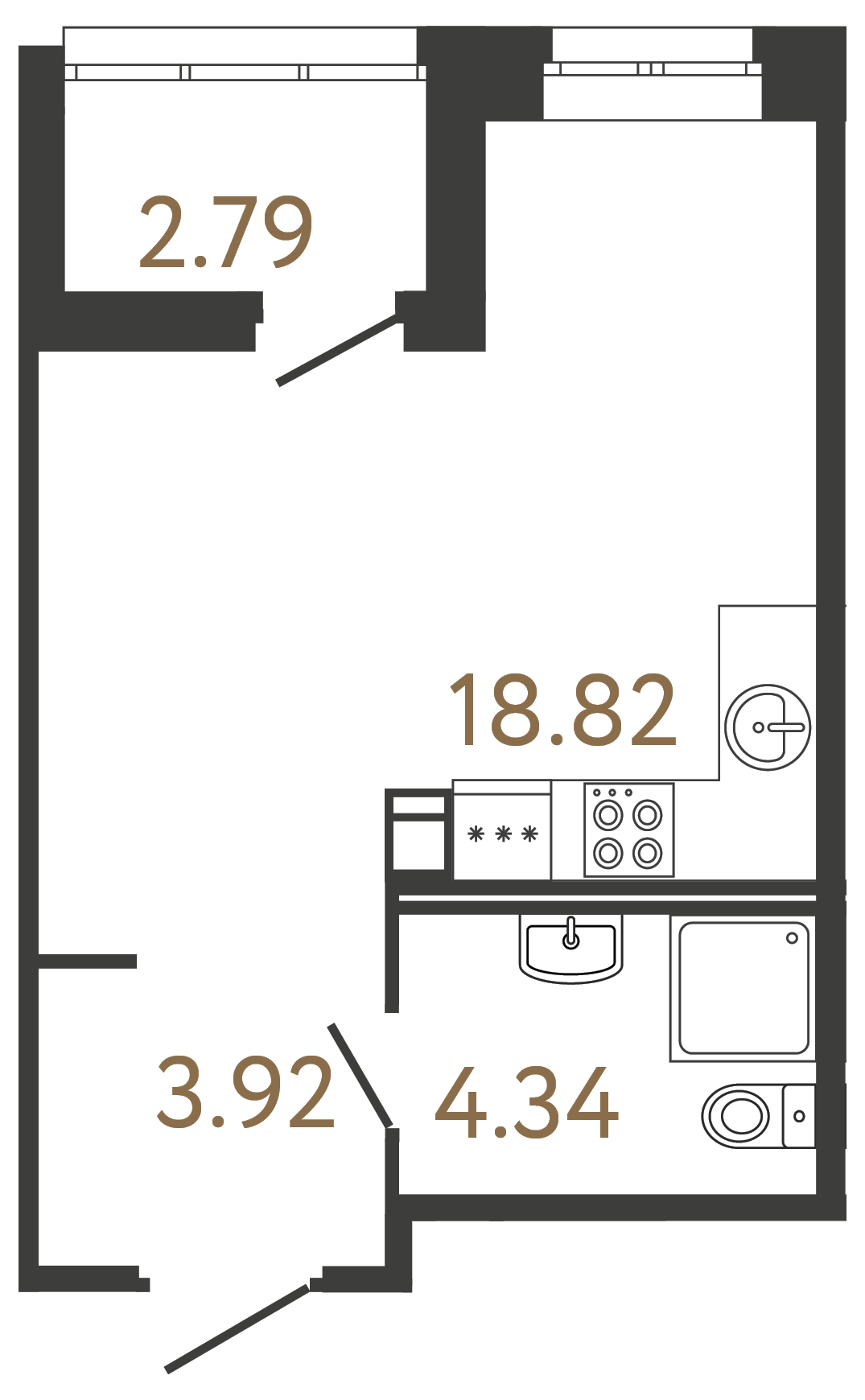 1-комнатная квартира, 27.8 м²; этаж: 3 - купить в Санкт-Петербурге