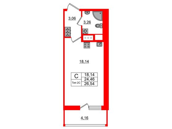 1-комнатная квартира, 24.46 м²; этаж: 15 - купить в Санкт-Петербурге