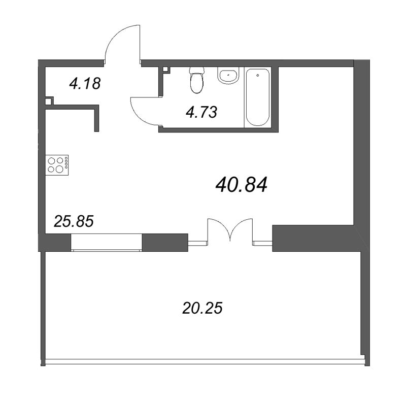 1-комнатная квартира  №286 в 17/33 Петровский остров: 56.45 м², этаж 7 - купить в Санкт-Петербурге