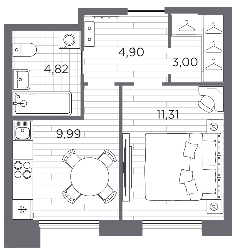 1-комнатная квартира, 34.02 м²; этаж: 11 - купить в Санкт-Петербурге